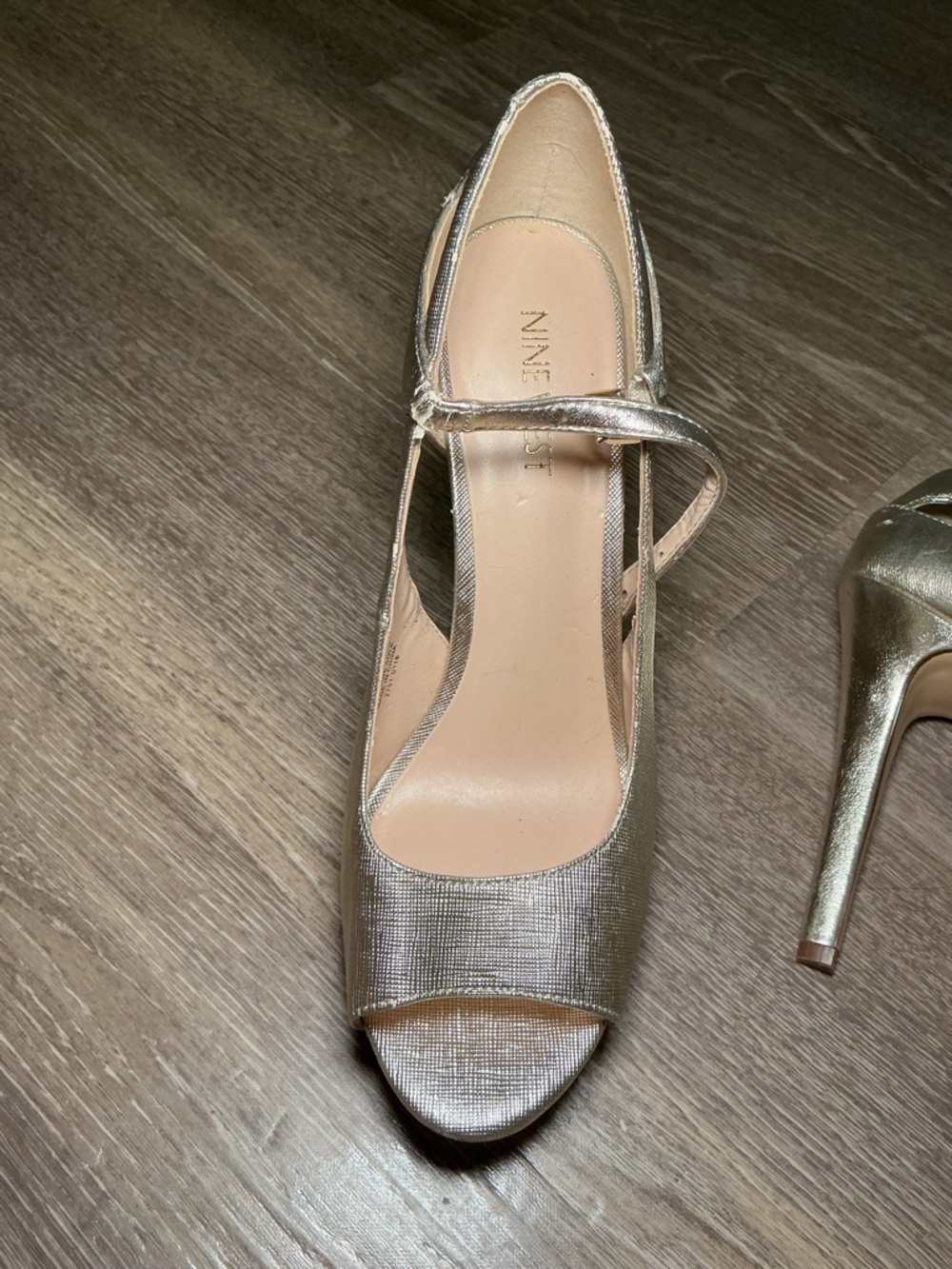 Nine West Gold Peep-Toe Mary Jane Heels - Picture 9 of 14